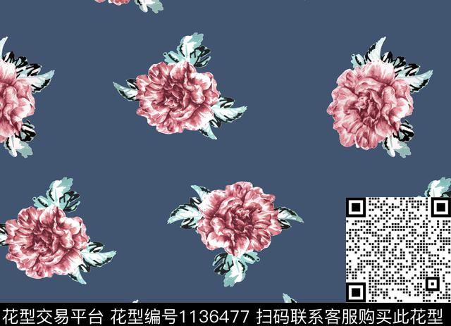 春夏华亿平台玫瑰花传统华亿平台传统印花华亿平台下载（图片编号: 1136477） - 瓦栏（Walan）