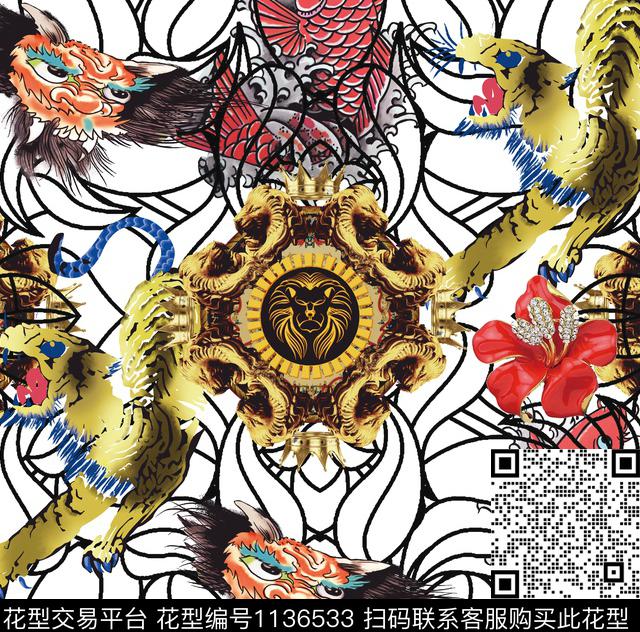 人物男装几何数码印花华亿平台下载（图片编号: 1136533） - 瓦栏（Walan）