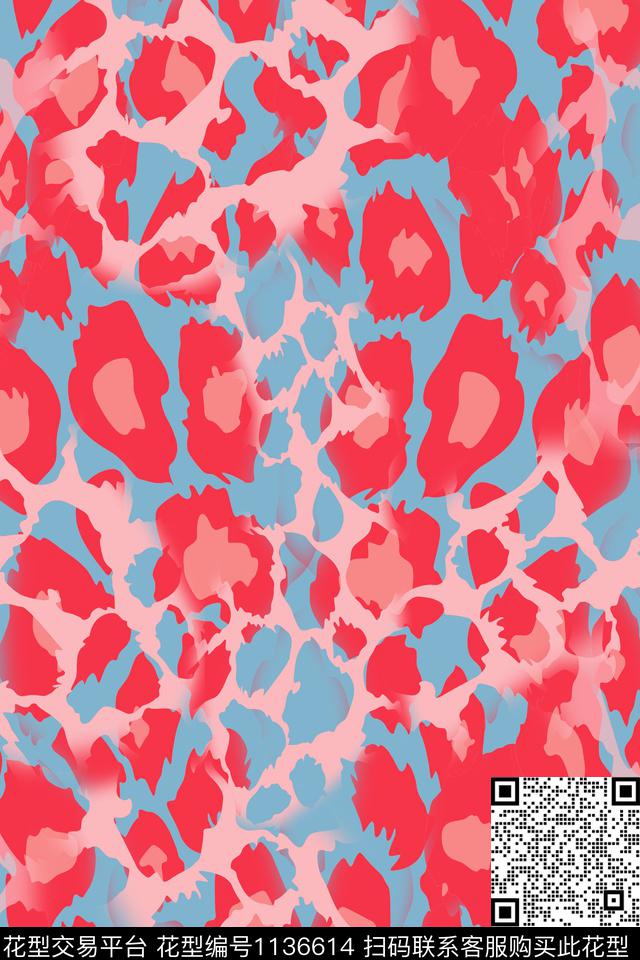 动物纹抽象迷彩抽象数码印花华亿平台下载（图片编号: 1136614） - 瓦栏（Walan）