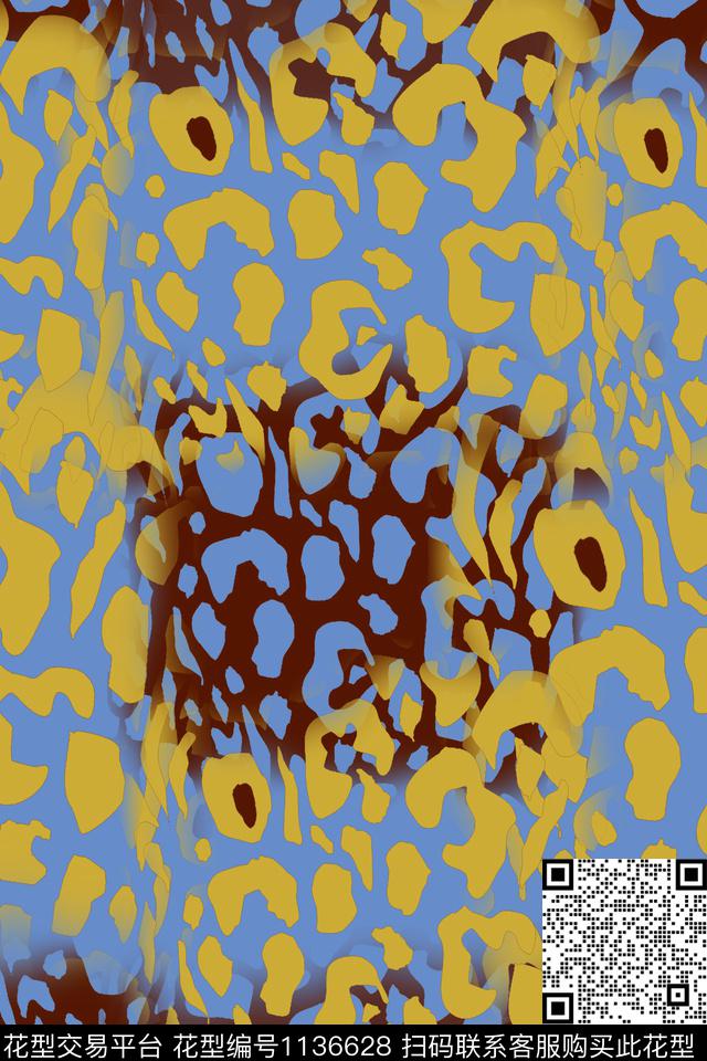动物纹抽象条纹图案数码印花华亿平台下载（图片编号: 1136628） - 瓦栏（Walan）
