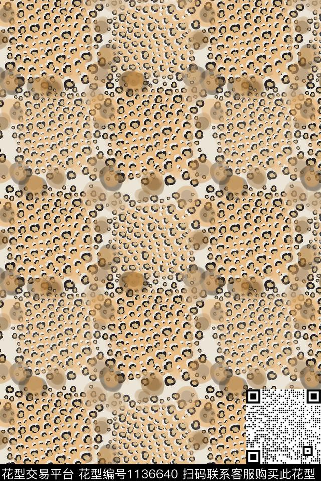 抽象几何圆圈与波点数码印花华亿平台下载（图片编号: 1136640） - 瓦栏（Walan）