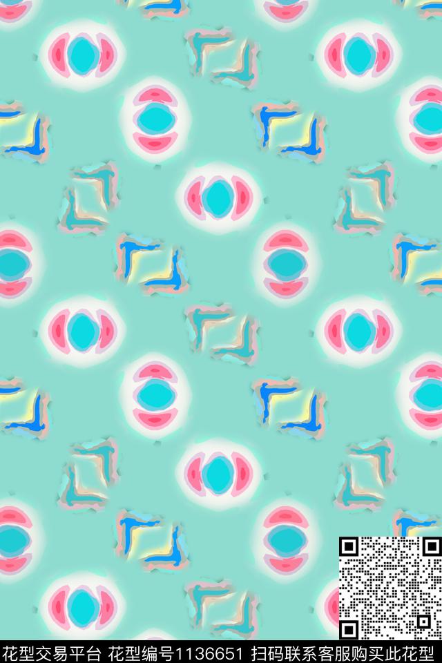 抽象几何精致几何数码印花华亿平台下载（图片编号: 1136651） - 瓦栏（Walan）