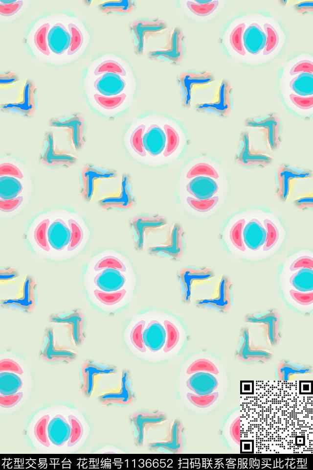 抽象几何精致几何数码印花华亿平台下载（图片编号: 1136652） - 瓦栏（Walan）