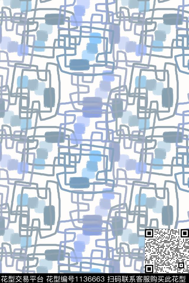 抽象几何精致几何数码印花华亿平台下载（图片编号: 1136663） - 瓦栏（Walan）
