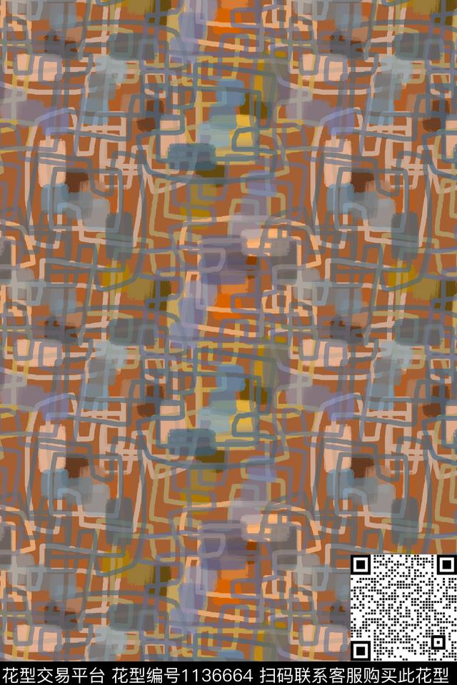 抽象几何精致几何数码印花华亿平台下载（图片编号: 1136664） - 瓦栏（Walan）