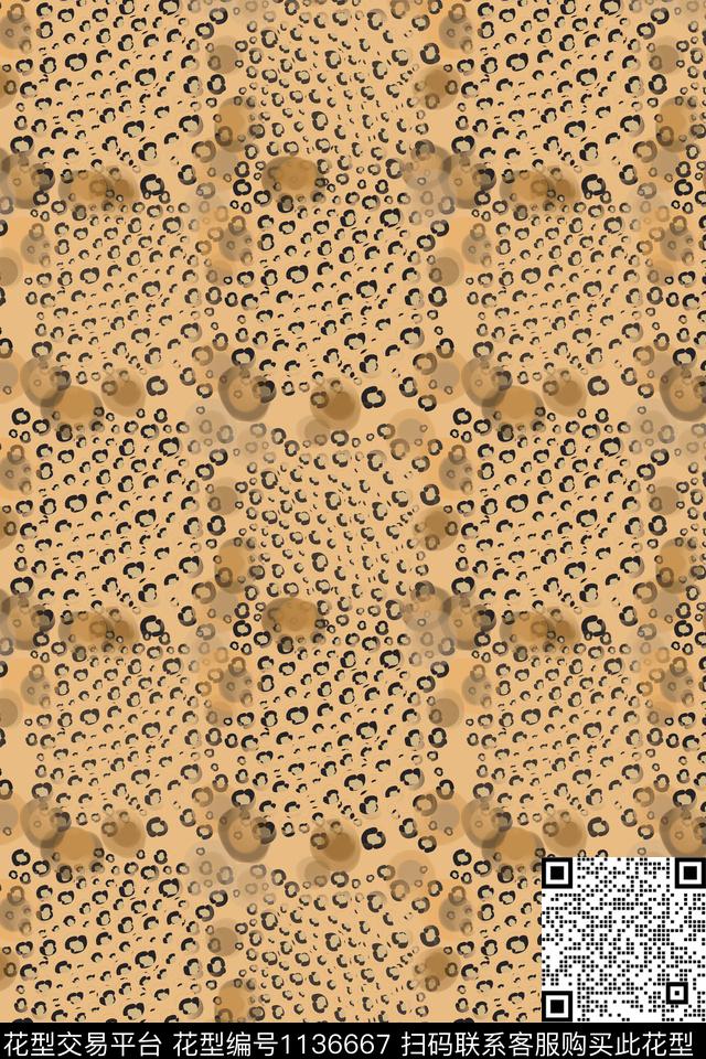 抽象几何圆圈与波点数码印花华亿平台下载（图片编号: 1136667） - 瓦栏（Walan）