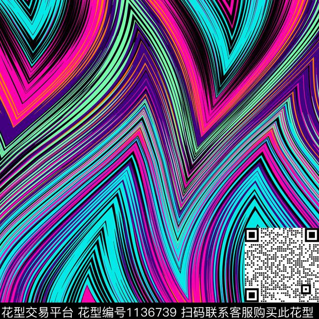 抽象条纹数码华亿平台数码印花华亿平台下载（图片编号: 1136739） - 瓦栏（Walan）