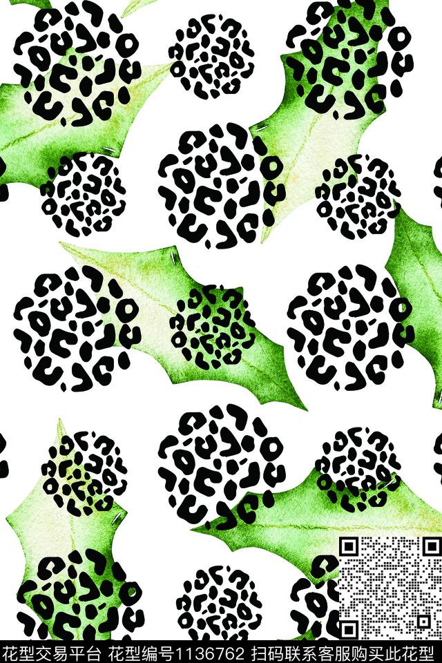 豹纹绿植树叶波点数码印花华亿平台下载（图片编号: 1136762） - 瓦栏（Walan）