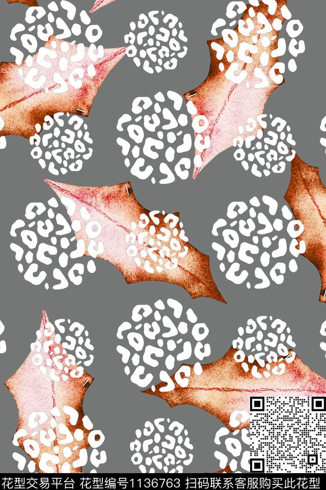 豹纹绿植树叶波点数码印花华亿平台下载（图片编号: 1136763） - 瓦栏（Walan）