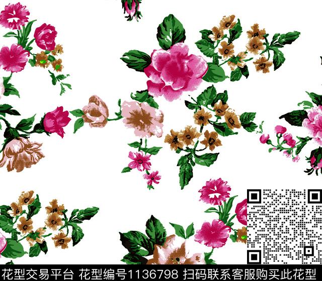 清爽底花卉提花华亿平台民族花卉数码印花华亿平台下载（图片编号: 1136798） - 瓦栏（Walan）