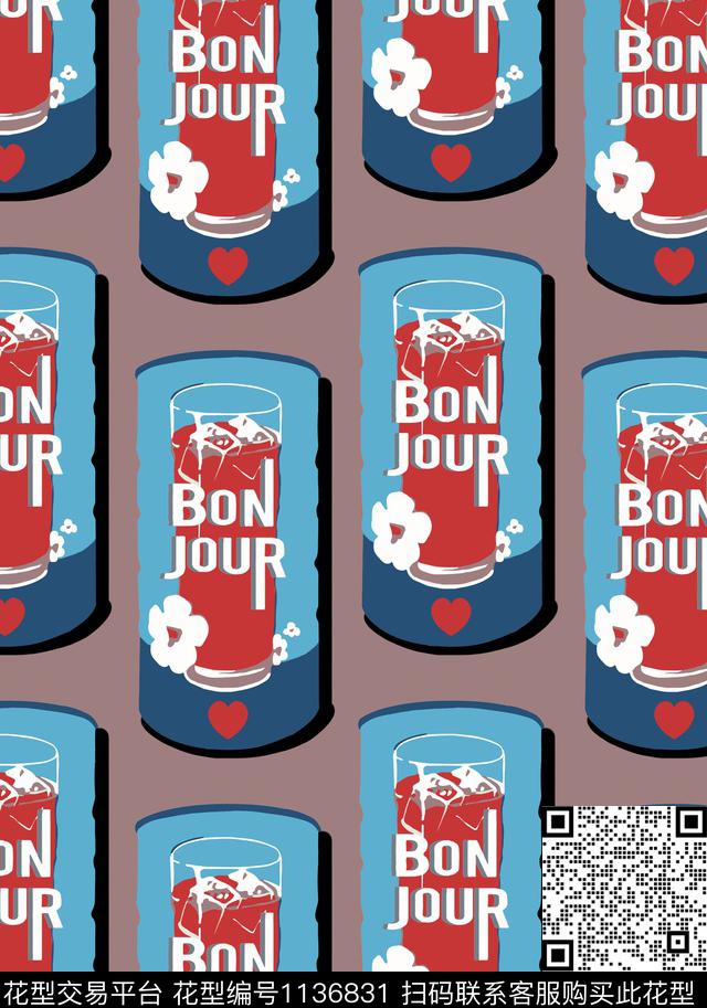 字母大牌风食物罐头数码印花华亿平台下载（图片编号: 1136831） - 瓦栏（Walan）