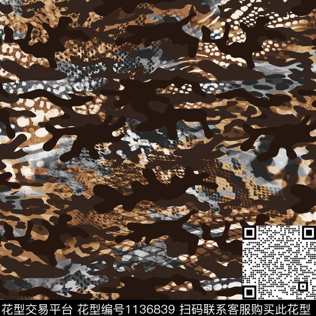迷彩抽象大牌风数码印花华亿平台下载（图片编号: 1136839） - 瓦栏（Walan）