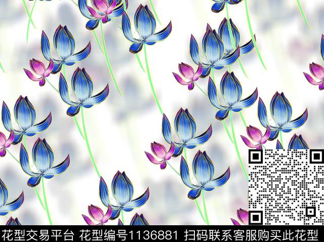 花瓣花卉莫妮卡-女装华亿平台数码印花华亿平台下载（图片编号: 1136881） - 瓦栏（Walan）