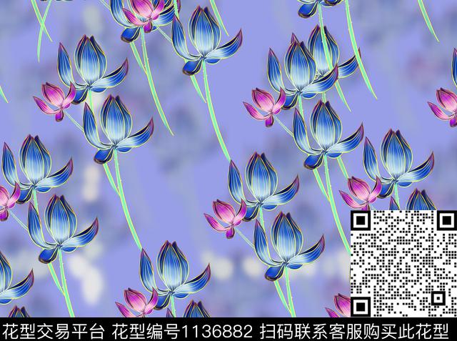 花瓣花卉莫妮卡-女装华亿平台数码印花华亿平台下载（图片编号: 1136882） - 瓦栏（Walan）