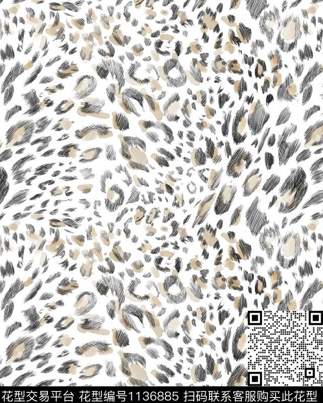 手绘动物纹豹纹数码印花华亿平台下载（图片编号: 1136885） - 瓦栏（Walan）