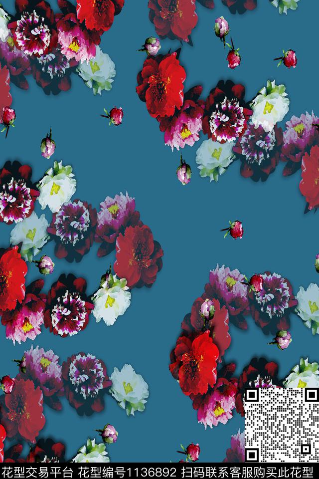 女装花卉清爽底花卉数码印花华亿平台下载（图片编号: 1136892） - 瓦栏（Walan）