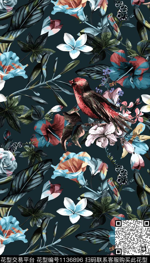女装花卉清爽底花卉数码印花华亿平台下载（图片编号: 1136896） - 瓦栏（Walan）