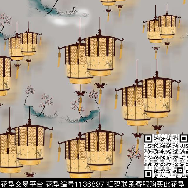 国画宫廷风莫妮卡-女装华亿平台数码印花华亿平台下载（图片编号: 1136897） - 瓦栏（Walan）