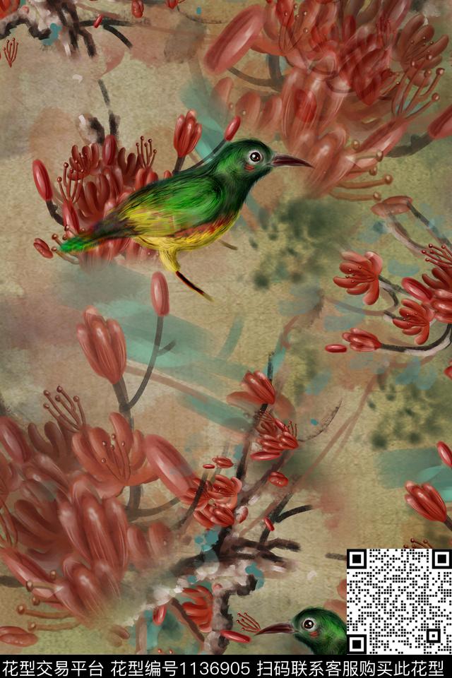 女装花卉清爽底花卉数码印花华亿平台下载（图片编号: 1136905） - 瓦栏（Walan）