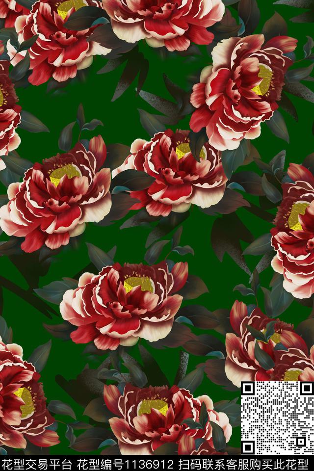 女装花卉清爽底花卉数码印花华亿平台下载（图片编号: 1136912） - 瓦栏（Walan）