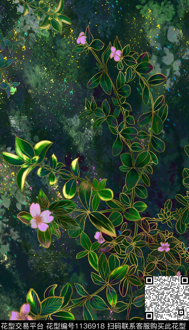 女装花卉定位花数码印花华亿平台下载（图片编号: 1136918） - 瓦栏（Walan）