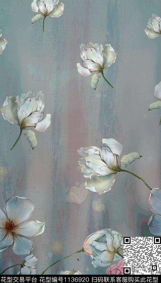 女装花卉定位花数码印花华亿平台下载（图片编号: 1136920） - 瓦栏（Walan）