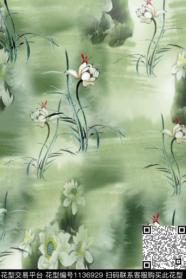 女装花卉清爽底花卉数码印花华亿平台下载（图片编号: 1136929） - 瓦栏（Walan）