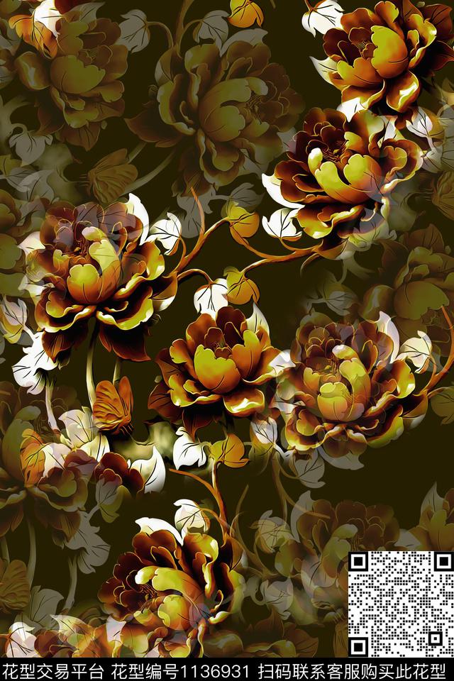 女装花卉清爽底花卉数码印花华亿平台下载（图片编号: 1136931） - 瓦栏（Walan）