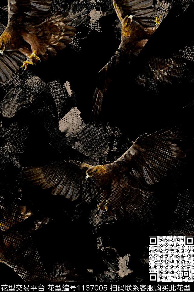 老鹰抽象潮牌数码印花华亿平台下载（图片编号: 1137005） - 瓦栏（Walan）