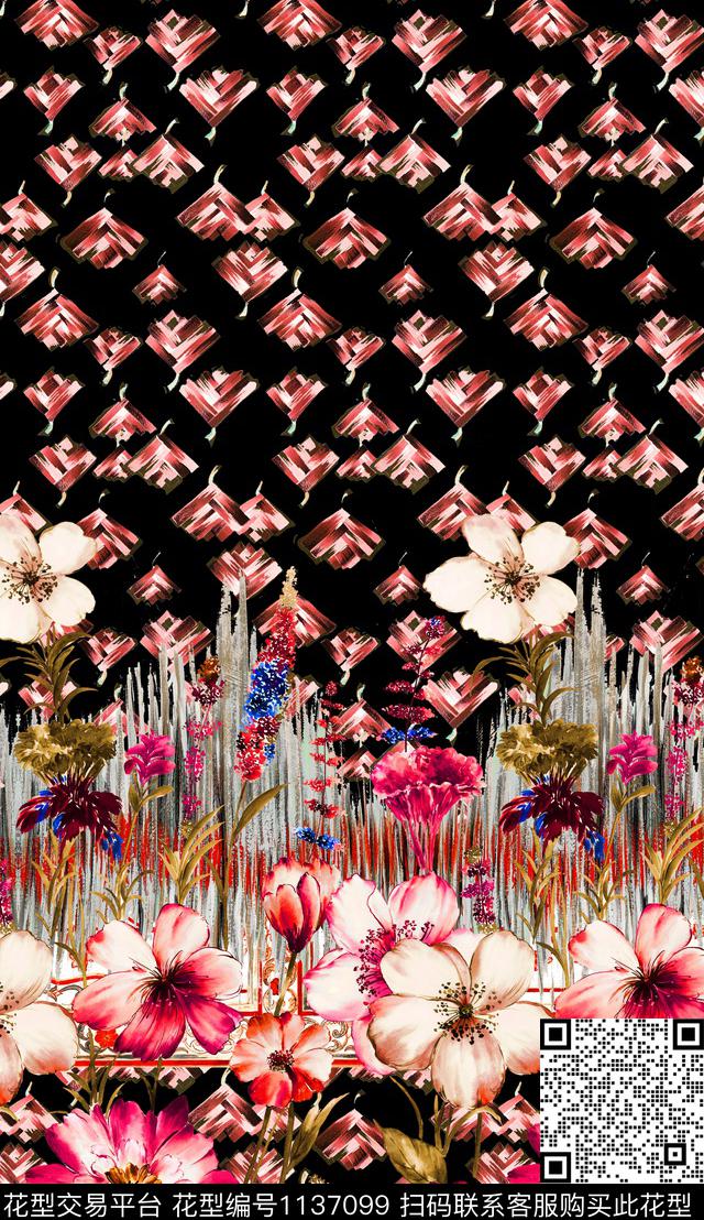 定位花花卉民族风数码印花华亿平台下载（图片编号: 1137099） - 瓦栏（Walan）