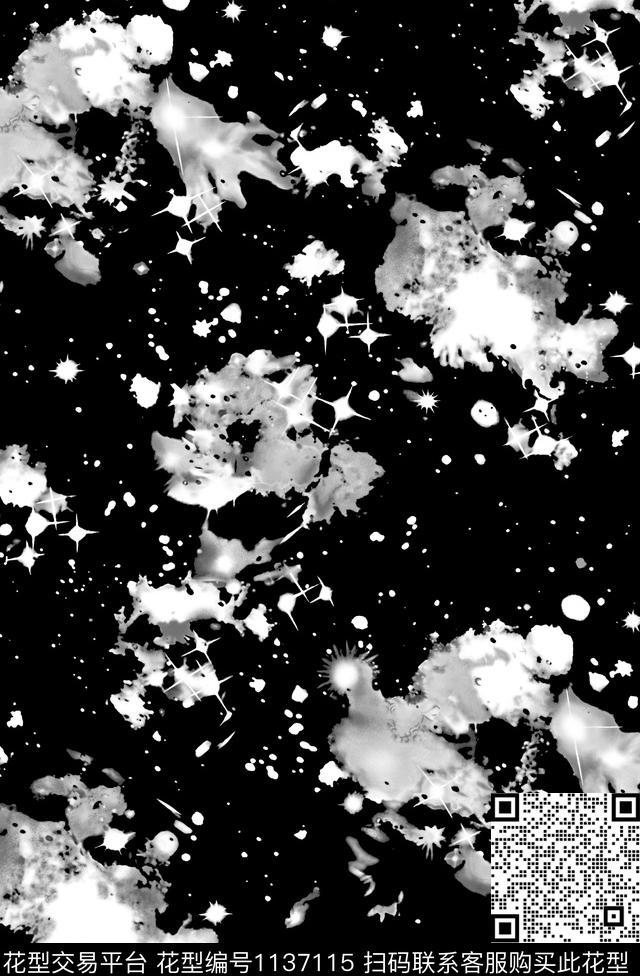 潮牌黑白纹理斑点纹数码印花华亿平台下载（图片编号: 1137115） - 瓦栏（Walan）