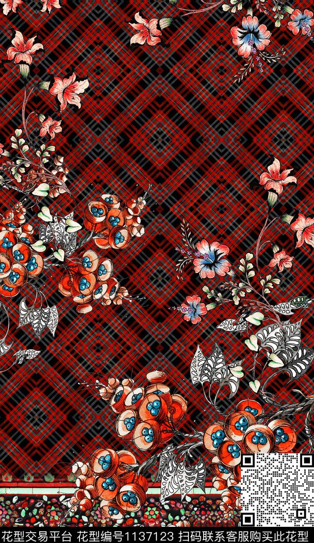 定位花花卉民族风数码印花华亿平台下载（图片编号: 1137123） - 瓦栏（Walan）