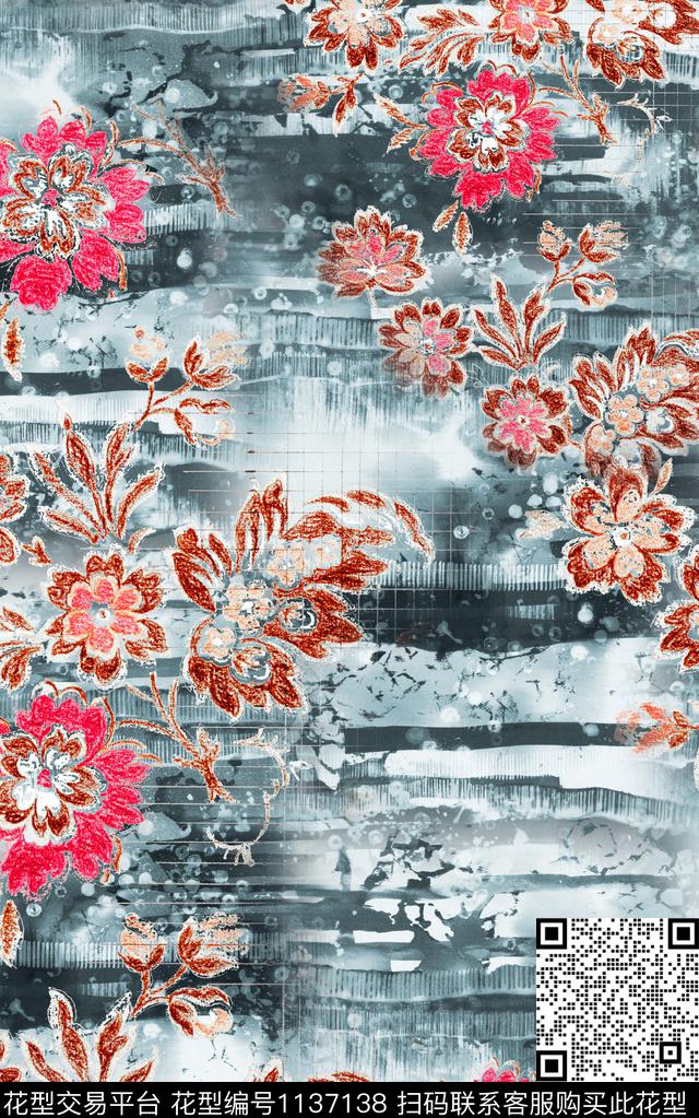 肌理小碎花数码华亿平台数码印花华亿平台下载（图片编号: 1137138） - 瓦栏（Walan）