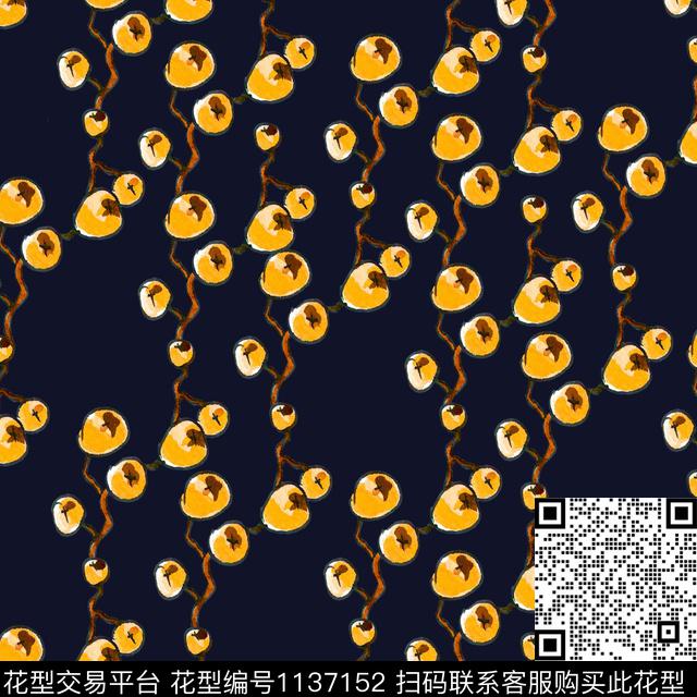 小碎花黑底花卉小果子数码印花华亿平台下载（图片编号: 1137152） - 瓦栏（Walan）