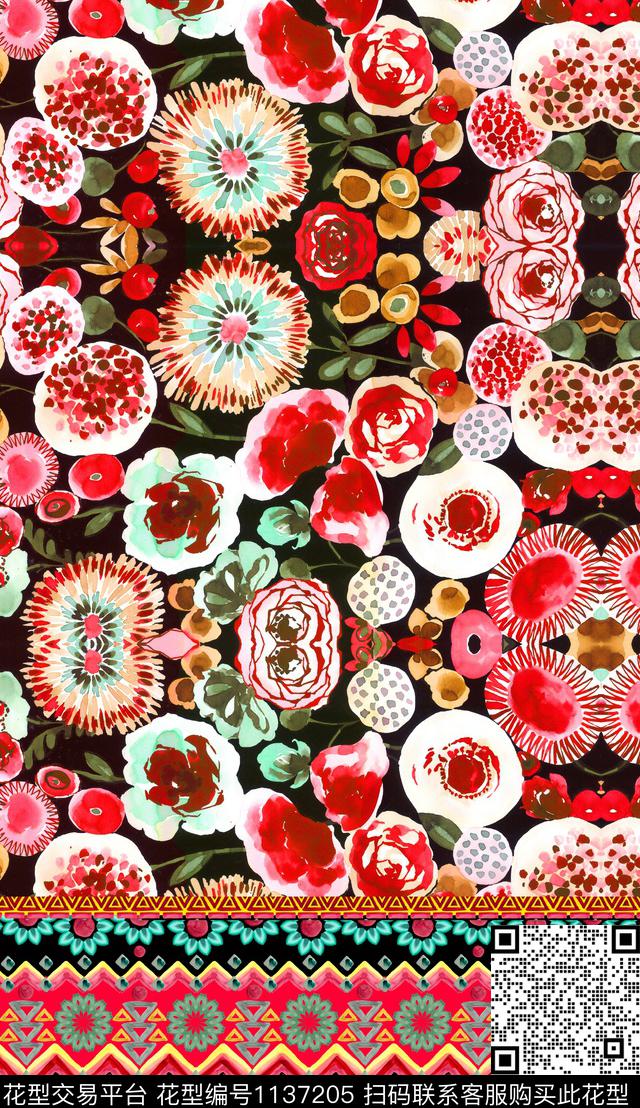 定位花数码华亿平台民族风数码印花华亿平台下载（图片编号: 1137205） - 瓦栏（Walan）