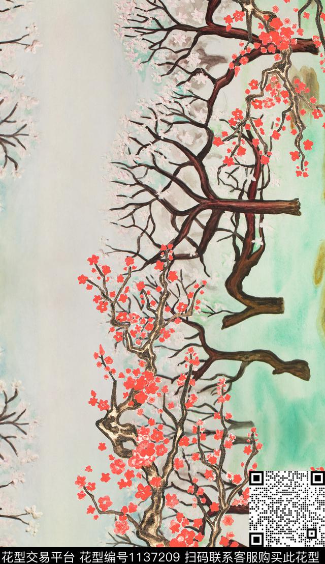 肌理抽象水彩数码印花华亿平台下载（图片编号: 1137209） - 瓦栏（Walan）