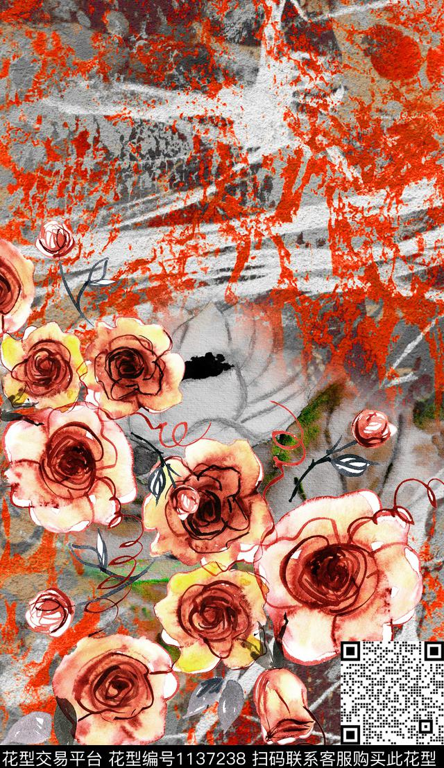 深圳定位花大花数码印花华亿平台下载（图片编号: 1137238） - 瓦栏（Walan）