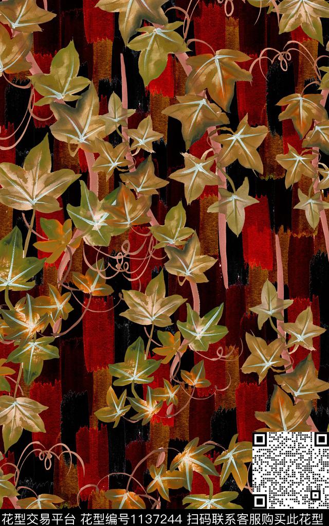 肌理水彩花卉数码印花华亿平台下载（图片编号: 1137244） - 瓦栏（Walan）