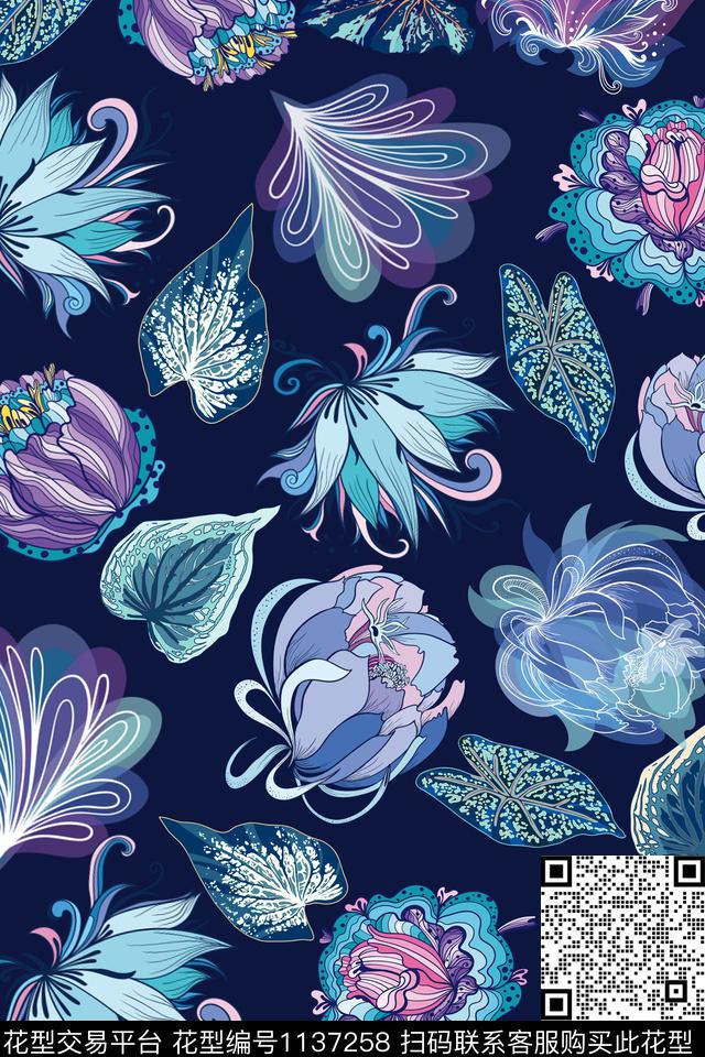 小碎花女装花卉数码印花华亿平台下载（图片编号: 1137258） - 瓦栏（Walan）