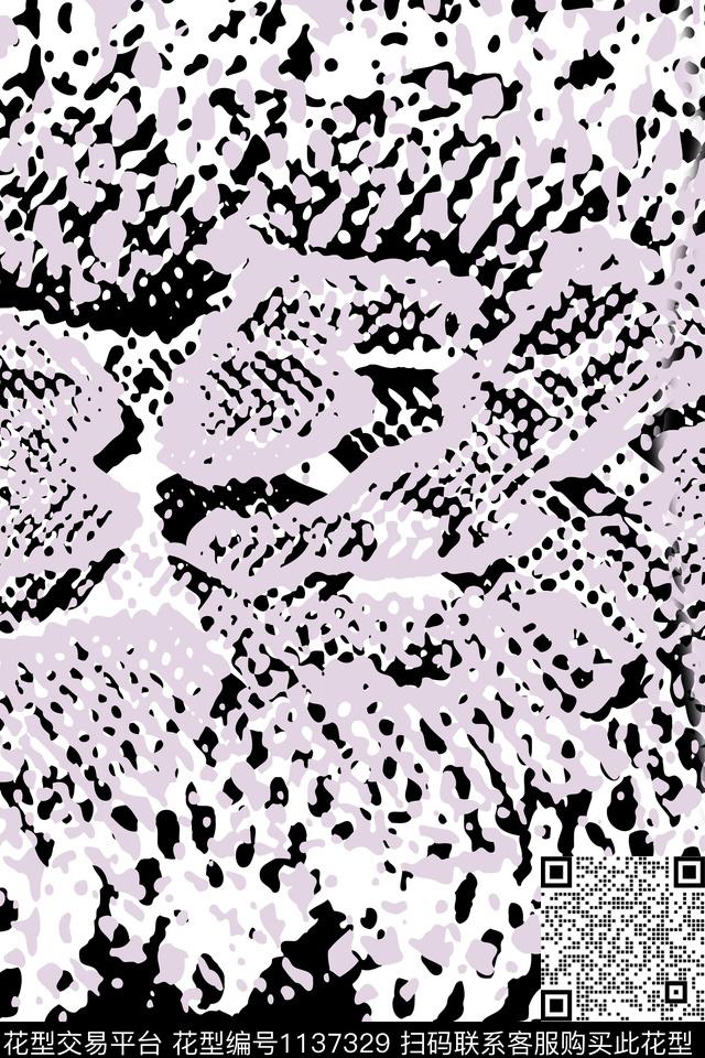 动物纹抽象大牌风数码印花华亿平台下载（图片编号: 1137329） - 瓦栏（Walan）