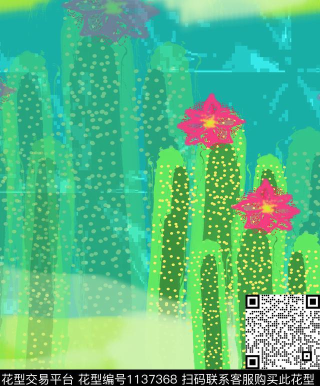 抽象手绘几何数码印花华亿平台下载（图片编号: 1137368） - 瓦栏（Walan）