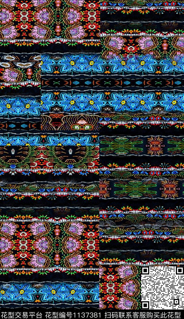 复古定位花花纹数码印花华亿平台下载（图片编号: 1137381） - 瓦栏（Walan）