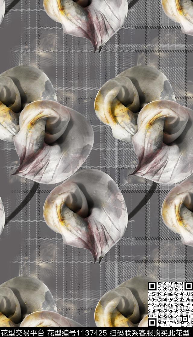 格子女装大牌风数码印花华亿平台下载（图片编号: 1137425） - 瓦栏（Walan）