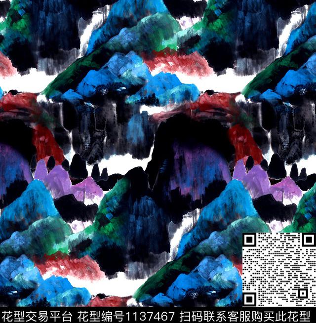 国画荷花水彩数码印花华亿平台下载（图片编号: 1137467） - 瓦栏（Walan）