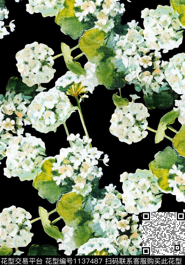 绣球花数码印花华亿平台下载（图片编号: 1137487） - 瓦栏（Walan）