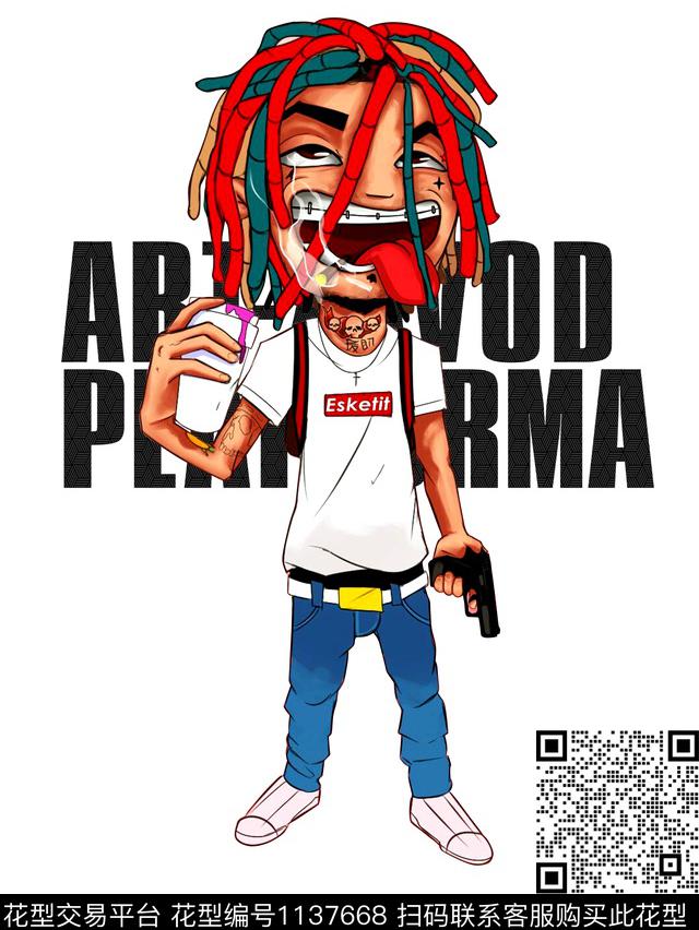 潮牌人物卡通数码印花华亿平台下载（图片编号: 1137668） - 瓦栏（Walan）
