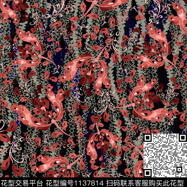 肌理花卉热带华亿平台数码印花华亿平台下载（图片编号: 1137814） - 瓦栏（Walan）