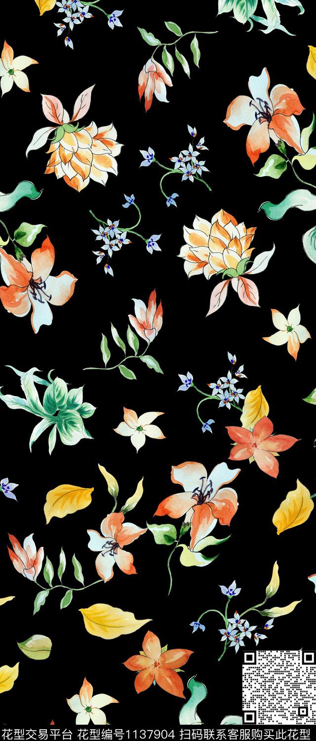 绿植树叶欧洲大牌风传统印花华亿平台下载（图片编号: 1137904） - 瓦栏（Walan）