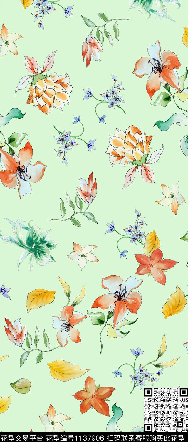 绿植树叶欧洲大牌风传统印花华亿平台下载（图片编号: 1137906） - 瓦栏（Walan）