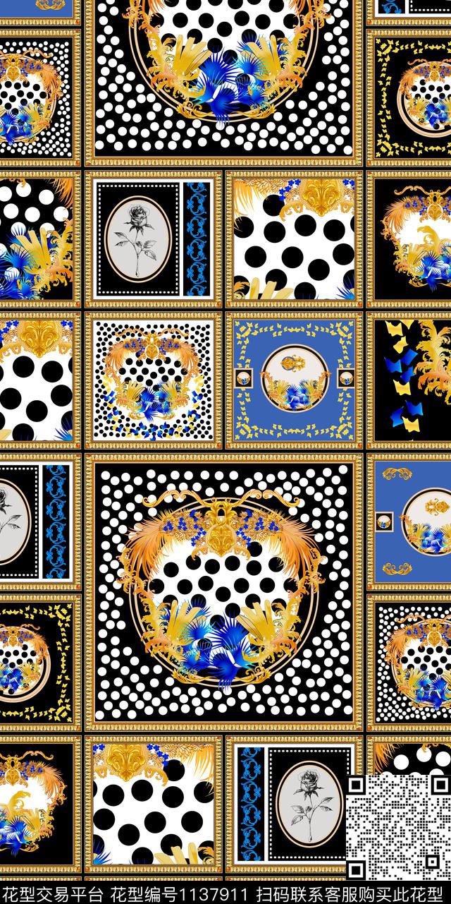 格子豹纹欧洲传统印花华亿平台下载（图片编号: 1137911） - 瓦栏（Walan）